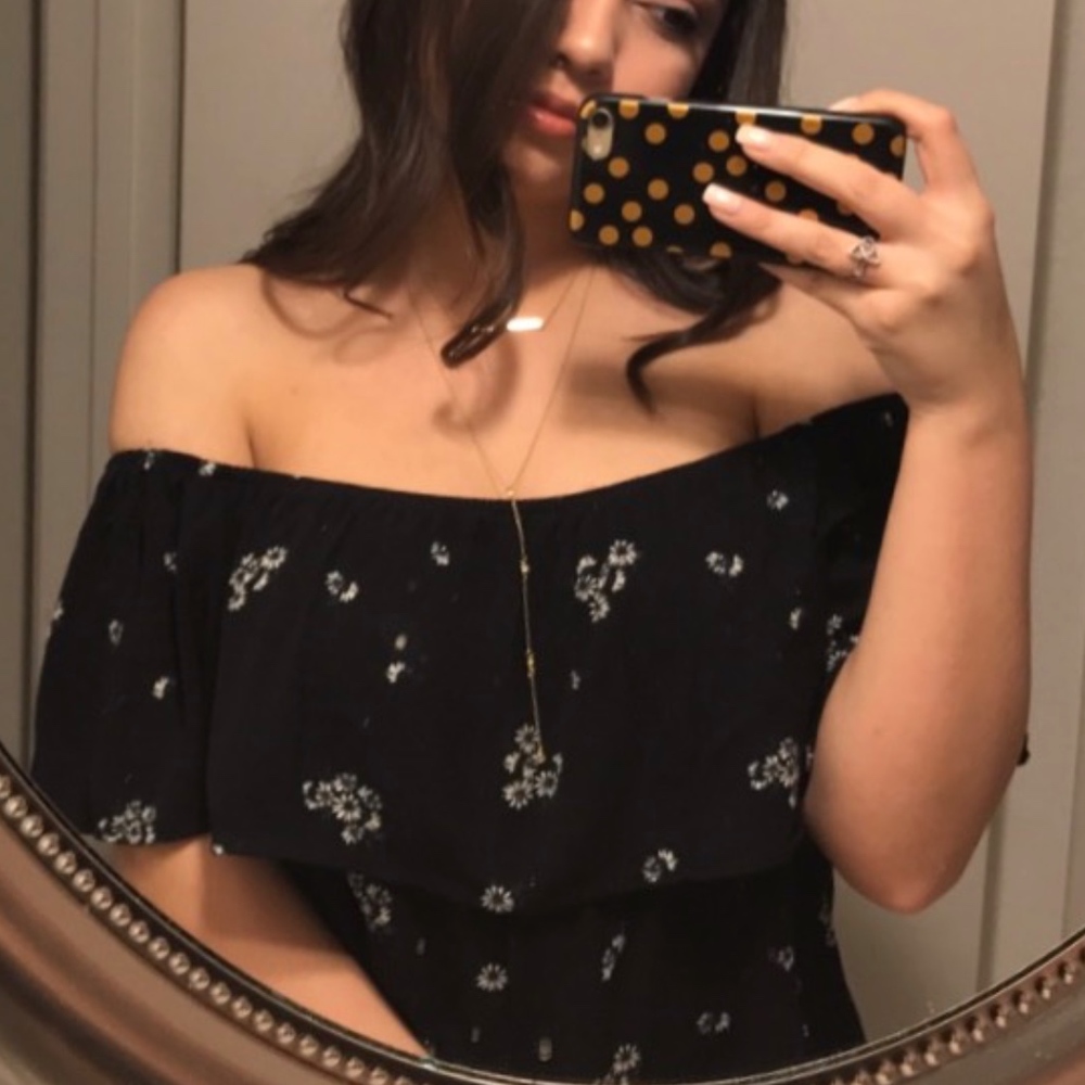 Black Kendall + Kylie Off-The-Shoulder Top